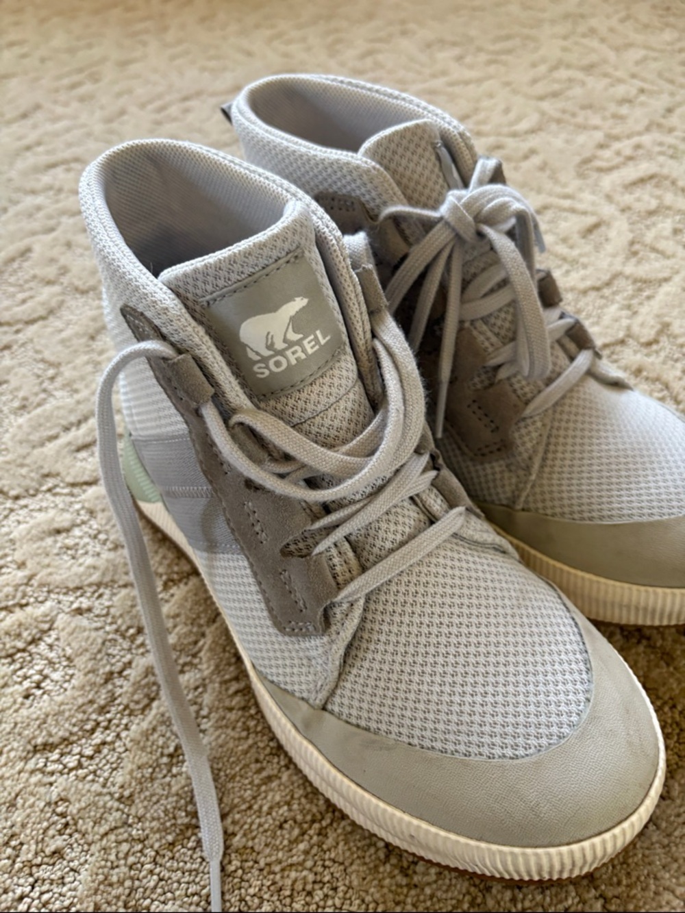 Sorel Women's Light Gray Mesh Lace-Up Sneakers